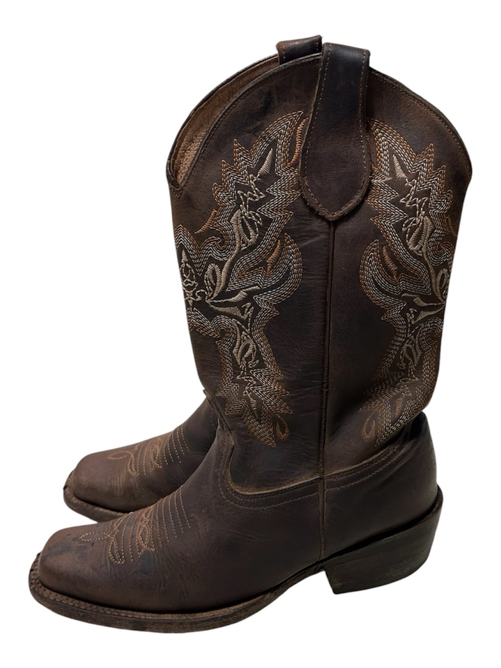 Silverton  Western Embroidered Brown Leather Boots- Women's Sz 8.  Mens Sz 6.5